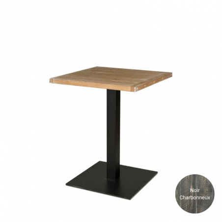 Table carrée L60 cm, bois massif et acier | TRADIS