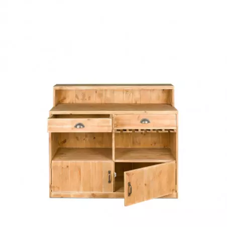 Bar à vin TRADIS en bois massif 2 portes 2 tiroirs L 119 cm