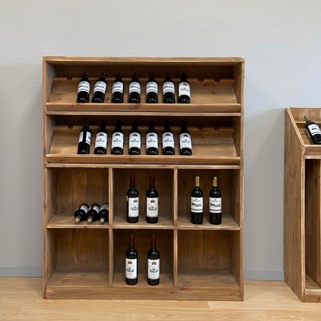 Étagère à vin H150 cm, capacité 140 bouteilles, bois massif