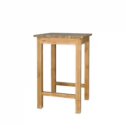 Square high bar table with footrest, Solid Wood