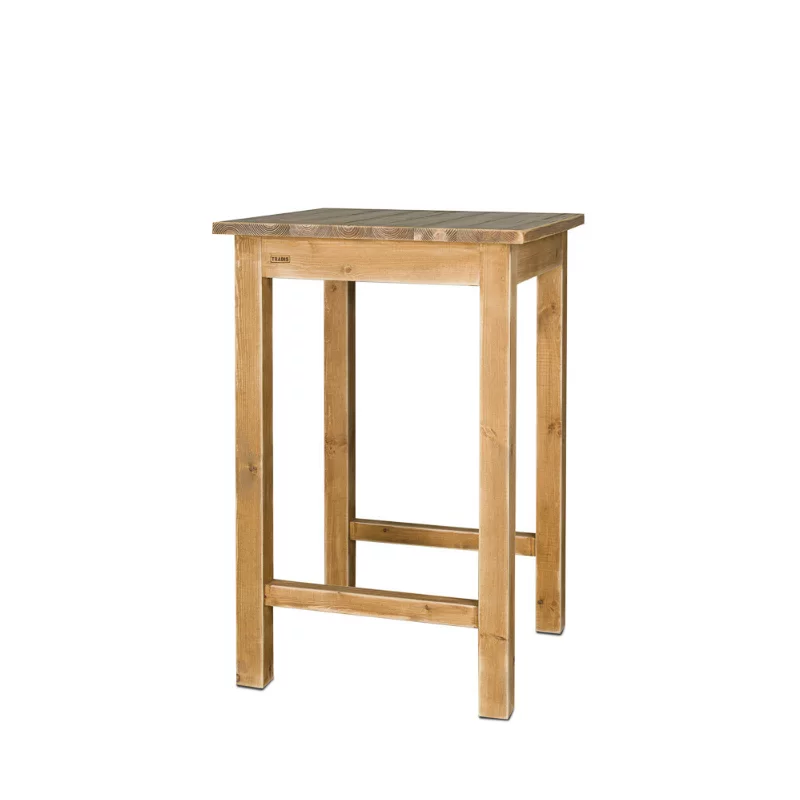 Square high bar table with footrest, Solid Wood