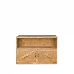 Étagère basse H119 cm, 2 portes, bois massif