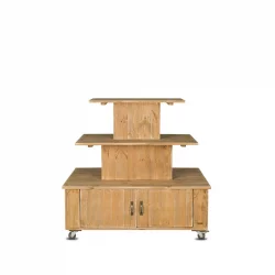 3-tier island display unit on wheels