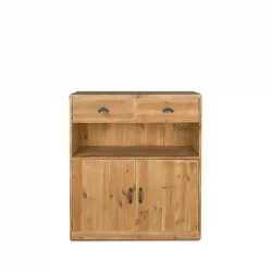 Buffet bas de service H100 cm, 2 tiroirs, 2 portes, bois massif