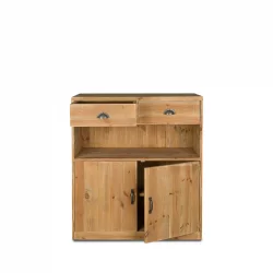 Buffet bas de service H100 cm, 2 tiroirs, 2 portes, bois massif