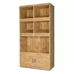 3-tier bakery shelf unit, 2 doors, solid wood