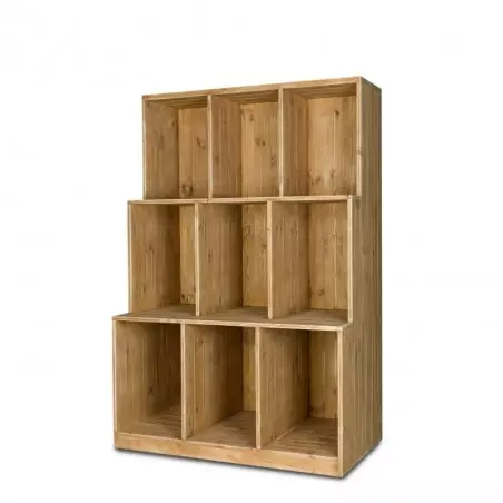 3-tier shelf unit, 9 cubes, solid wood