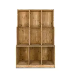 3-tier shelf unit, 9 cubes, solid wood