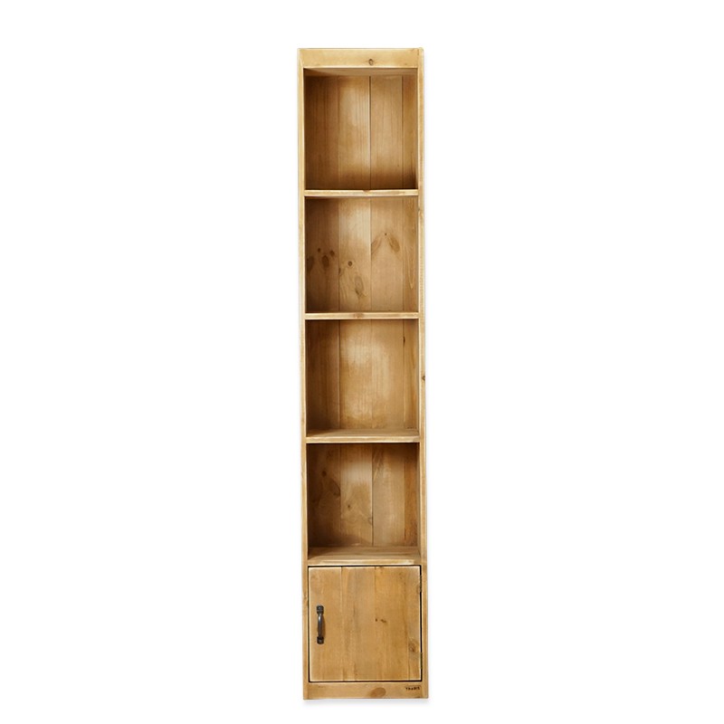 Etagère colonne 4 casiers 1 porte, bois massif
