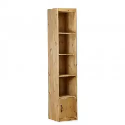 4-tier shelf unit, 1 door, solid wood