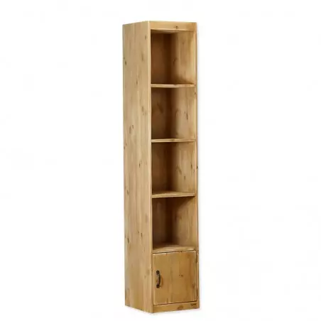 4-tier shelf unit, 1 door, solid wood