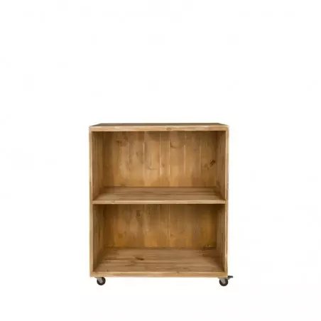 Counter with 2 compartments on wheels, solid wood