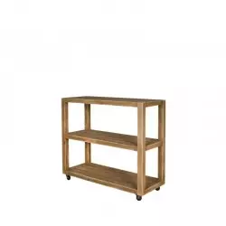 Console table 2 levels on wheels, solid wood TRADIS