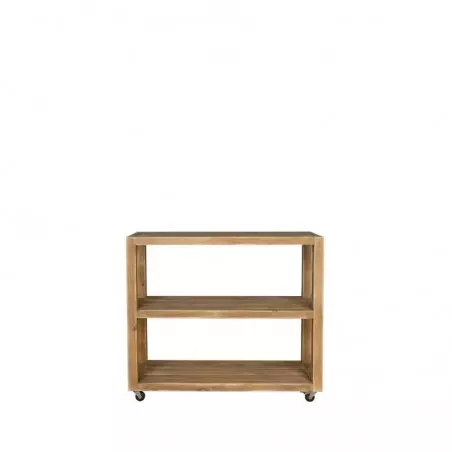 Console table 2 levels on wheels, solid wood TRADIS