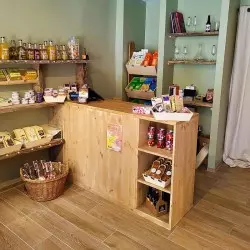 Double sided wooden shop counter