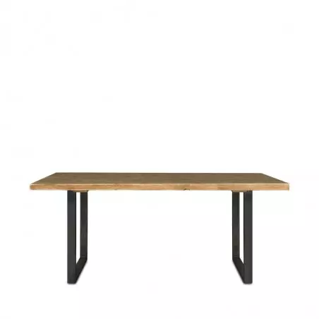 Solid wood table 180x90cm - 6 seats - Steel legs