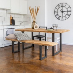 Table à manger CAPUCINE Dendro bois massif pieds acier