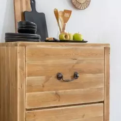 Zoom Rustic low sideboard EMILE 2 drawers Dendro, solid wood