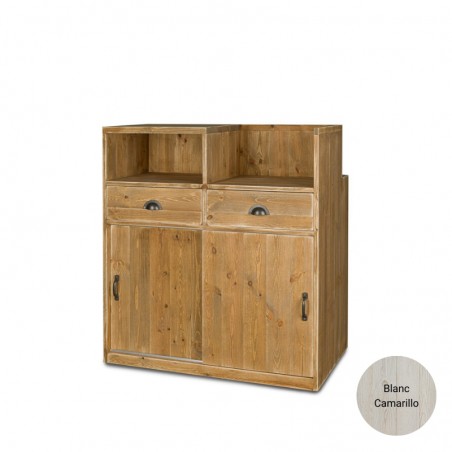 Solid wood counter, equipped with 2 doors and 2 drawers