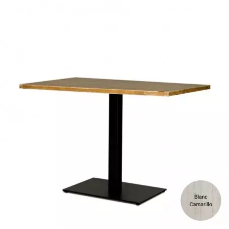 Table rectangulaire L110 cm, bois massif et acier