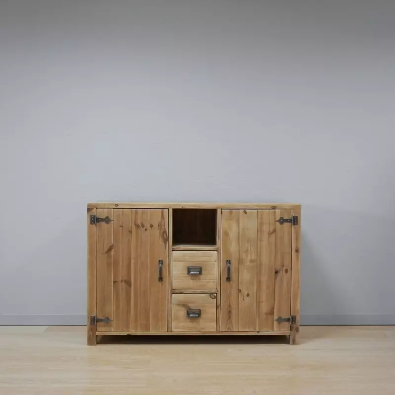 Buffet LAZARE 2 portes 2 tiroirs en bois massif, meuble d'occasion