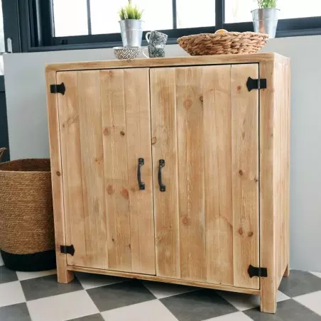 Buffet LEON 2 portes en bois massif, meuble d'occasion