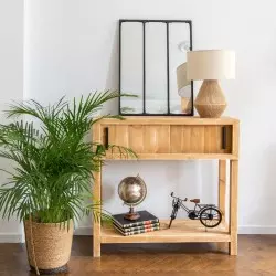 Console SOLANGE portes coulissantes en bois massif, meuble d'occasion