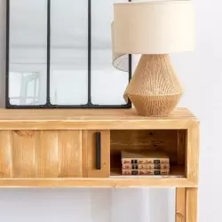 Console table SOLANGE sliding doors solid wood, second hand furniture