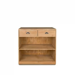 Buffet de service H90cm 2 tiroirs, bois massif