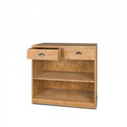 Buffet de service H90cm 2 tiroirs, bois massif