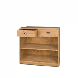 Serving sideboard H90cm 2 drawers, solid wood opened