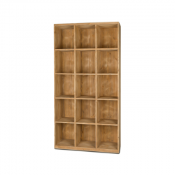 Etagère 15 casiers L99 cm, bois massif