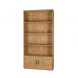 Etagère 4 niveaux L99 cm, 2 portes, bois massif