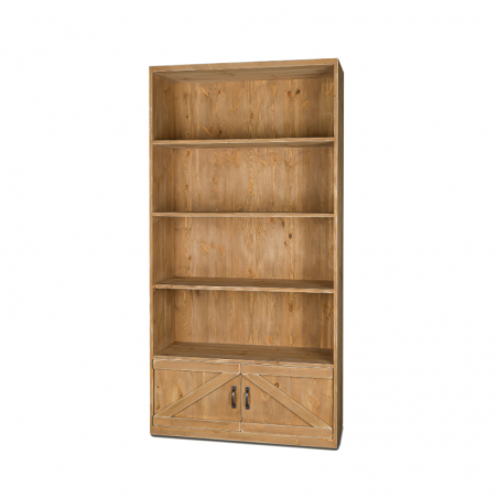 4-tier shelf unit L99 cm, 2 doors, solid wood