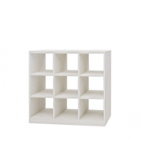 Double sided 9-cube shelf unit, solid wood | TRADIS