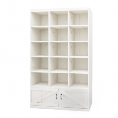 15-cube shelf unit 2 doors, solid wood | TRADIS