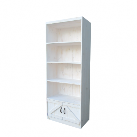 4-tier shelf unit 2 doors, solid wood | TRADIS