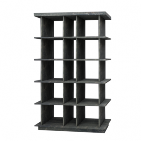 Open wine rack, 15 compartments, solid wood | TRADIS