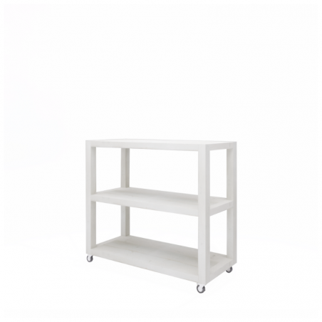 Console table 2 levels on wheels, solid wood | TRADIS