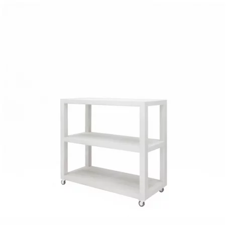 Console table 2 levels on wheels, solid wood | TRADIS