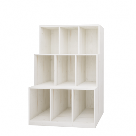 3-tier shelf unit, 9 cubes, solid wood | TRADIS