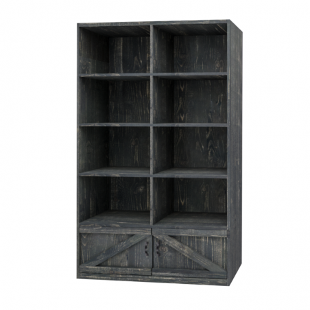 8-cube shelf unit 2 cupboards W119, solid wood | TRADIS