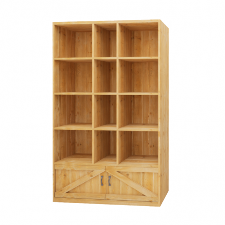 12-cube shelf unit 2 cupboards, solid wood