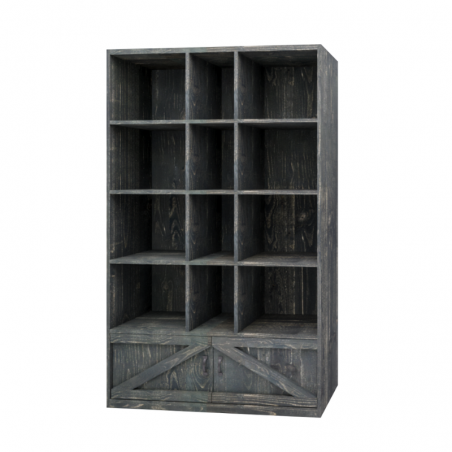 12-cube shelf unit 2 cupboards, solid wood | TRADIS