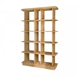 Open wine rack, 15 compartments, solid wood