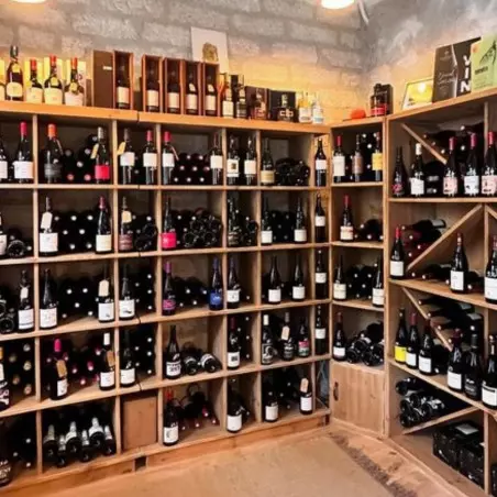 Etagère à vin ouverte, 15 casiers, bois massif