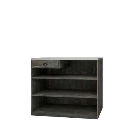 Wooden shop counter with drawer, zinc top, Solid Wood | TRADIS