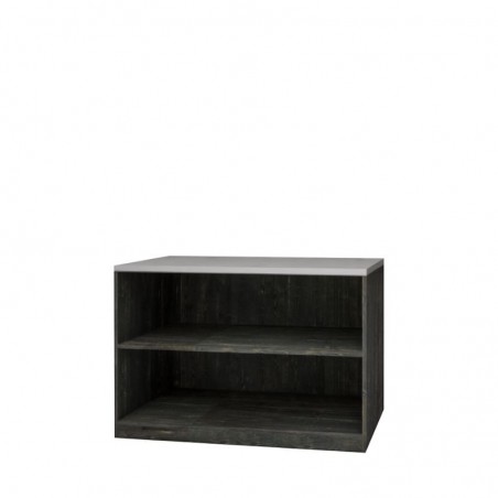 Low counter, 2 shelf, zinc top, Solid Wood | TRADIS