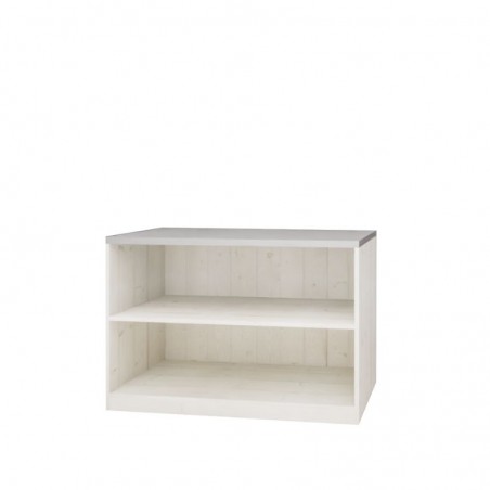 Low counter, 2 shelf, zinc top, Solid Wood | TRADIS