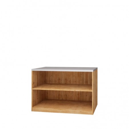 Low counter, 2 shelf, zinc top, Solid Wood